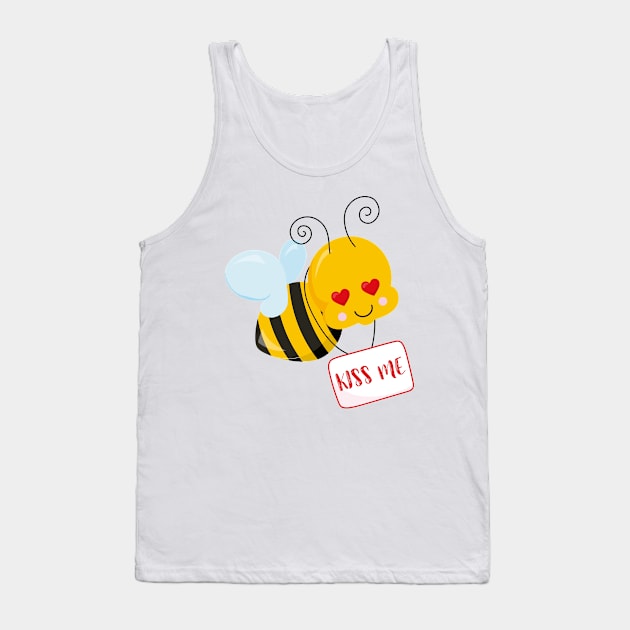 Cute Bee Valentine's day Design Tank Top by P-ashion Tee